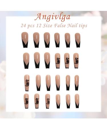 Black Snake Glossy Acrylic False Nails 24PCS Medium Press On Nails | Long Fake Nails with Glue Stickers | Stylish Black Dragon Design | Full Cover Stick On Nails for Women and Girls - Buy Online on GoSupps.com