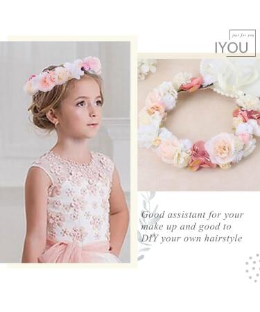 IYOU Boho Flower Wreath Crown Yellow Headpiece Floral Garland Headband Beach Communion Hair Wreath Accessories for Flower Girls - Buy Online on GoSupps.com
