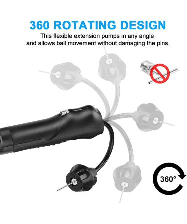 Tomario Ball Pump with 6 Needles, Extendable Cable & Storage Bag - Ideal for Football, Basketball, Soccer, Volleyball, Rugby - Black - Buy Online on GoSupps.com