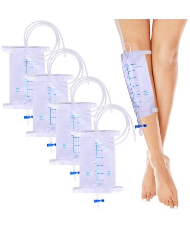 4 pieces of 1000ml urine bag leg bag: leg bag Urindrainage bags urine collecting bag drainage bag with 2 straps leg bag Urindrainage bags with valve and t-drain primevalindraina jewelry