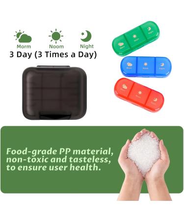 YUSHAN Travel Pill Organizer - Weekly 3 Times a Day | BPA-Free Cute Design for Vitamins & Supplements - Rainbow Petite Black - Buy Online on GoSupps.com