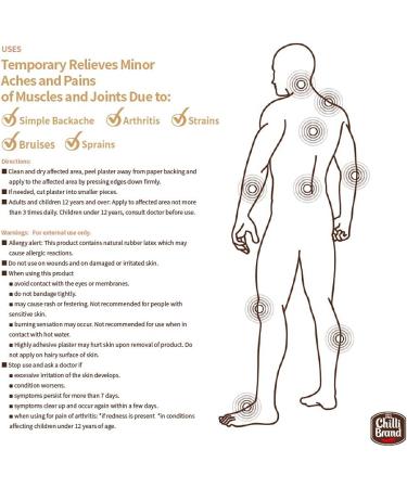 Chilli Brand Porous Capsicum Hot Patch for Pain Relief 24 Sheets - 7 x 4.5 inch External Plaster for Minor Aches - Buy Online on GoSupps.com