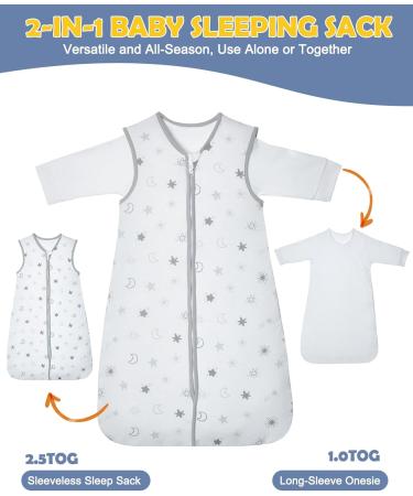 18-36 Months Lictin Baby Sleeping Bag - 100% Cotton, TOG 2.5, Sleeveless Sleep Sack with Long-Sleeve Onesie - All-Season Unisex Swaddle Wearable Blanket - Buy Online on GoSupps.com