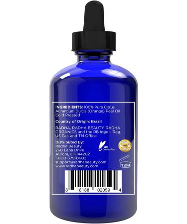 Radha Beauty 100% Pure Orange Essential Oil - 4oz Bottle - Therapeutic Grade for Cleansing, Uplifting, and Focus - Buy Online on GoSupps.com