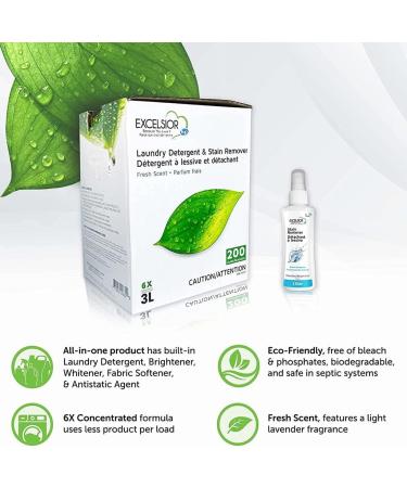 Excelsior Laundry Detergent with Stain Remover - Eco-Friendly & Biodegradable 3L - Fresh Scent for All Washers - Buy Online on GoSupps.com