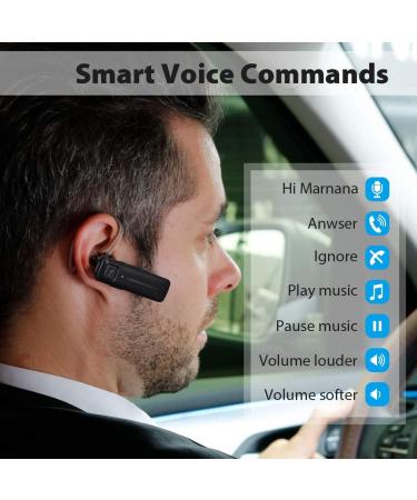 Marnana Bluetooth Headset with Voice Control & Noise Cancelling Mic - 13 Hrs Playtime - Wireless Hands-Free Call for iPhone Samsung Android - Black - Buy Online on GoSupps.com