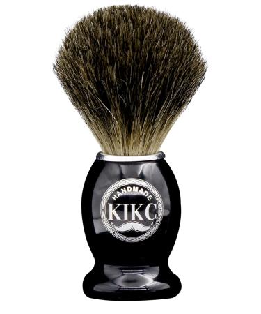 KIKC Handmade Shaving Brush - 100% Pure Badger Hair and Black Wooden Handle, can be used with Safety Razor, Straight razor, Barber Salon tool. T1(Wood)
