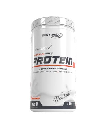 Best Body Nutrition Gourmet Premium Pro protein neutral can 4 components protein shake: caseinate whey concentrate whey isolate egg protein 500 g can