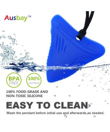 Ausbay Sensory Chew Necklaces - Silicone Shark Tooth Pendant (3 Pack) for Kids & Adults with Anxiety, ADHD, Autism - Brown/Blue/White - Buy Online on GoSupps.com