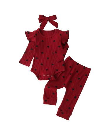 Baby Girl Clothes Outfits White Lace Ruffle Romper Top +Jeans Shorts Clothing Set 3-24 Months 6-12 Months Red