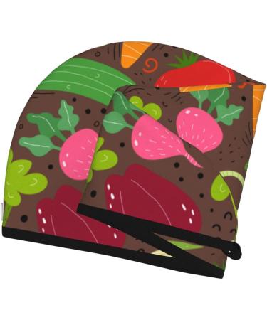 Buy Cartoon Vegetables Hair Towel Wrap | Quick-Dry Towel Turban & Button Design for Effortless Hair Drying - Buy Online on GoSupps.com
