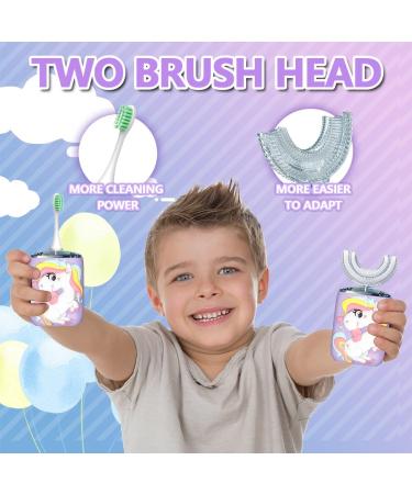 Kids Ultrasonic Electric Toothbrush - 6 Gear Speed Mode, IPX7 Waterproof, U-Shaped Design - Purple, for 2-7 Years Old - Automatic 360 Oral Cleaning - Buy Online on GoSupps.com