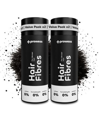 Prowess Dark Brown Hair Fiber - 27g (Pack of 2) - Natural & Vegan - Texturizes & Densifies - Hair Densifying Powder for Men & Women - Cotton Hair Fiber - Formaldehyde and Sulfate Free