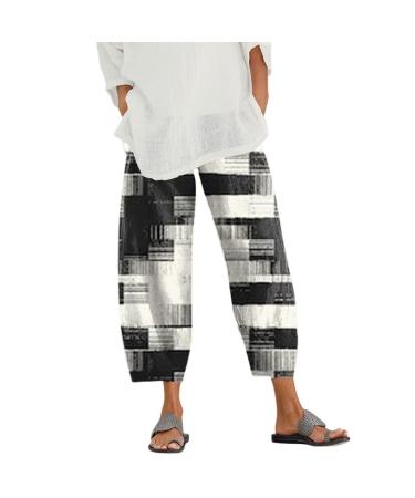 Capri Pants for Women Palazzo Lounge Pants Wide Leg Printed Cropped Bottoms Baggy Trousers Sweatpants with Pockets XX-Large 04*-dark Gray