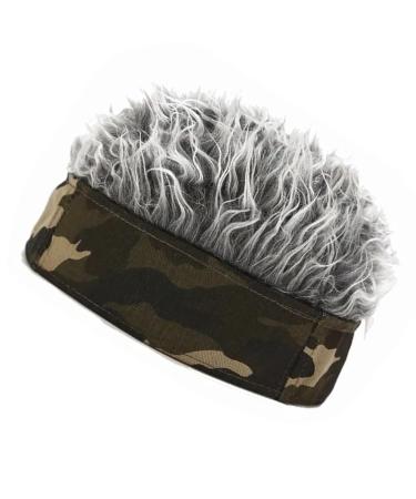 Buy Camouflage Grey Short Hair Wig Hat for Men | Comfortable Headband (59cm) - Buy Online on GoSupps.com