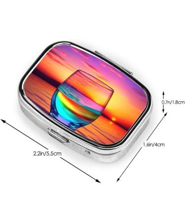 Colorful Glass Sunset Pill Case - 2 Compartment Travel Organizer for Purse - Cute Small Pill Box for Gifts - Buy Online on GoSupps.com