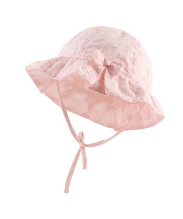 XIAOHAWANG Baby Girl Sun Hat Embroidered Flowers Toddler Bucket Hats Summer Cap for Infant Girls 0-3 Months Pink Bowknot