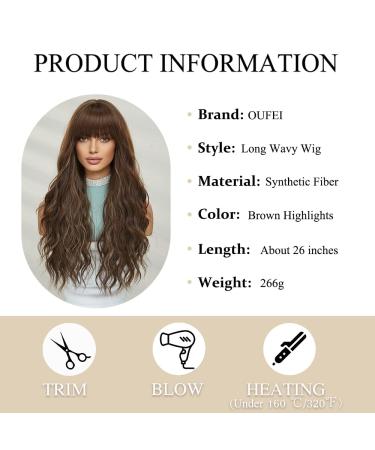 Oefei Long Brown Highlights Ponytail Wig - Natural Wavy Synthetic Hair Heat-Resistant Perfect for Daily Wear & Cosplay - Buy Online on GoSupps.com