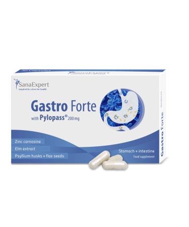 SanaExpert Gastro Forte with Pylopass intestinal Treatment After antibiotics bifido Bacteria elm Extract psyllium husks Flaxseed (30 Capsules). Made in Germany.
