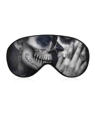 Sleep Eye Masks Halloween Couple Skull Sleep Eye Mask & Blindfold with Elastic Strap/Headband for Women Men Sleep Travel Nap
