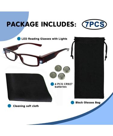LED Reading Glasses with Lights - Bright Lighted Magnifier for Nighttime Reading - Compact Unisex Eyewear for Clear Vision - Buy Online on GoSupps.com