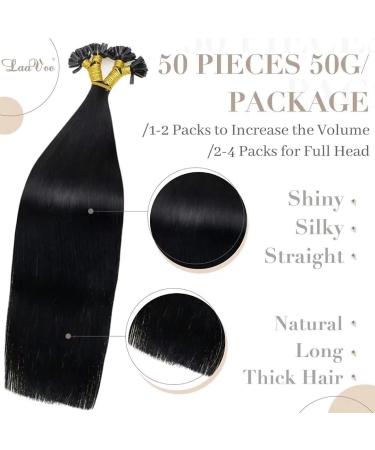 LAAVOO Bondies Keratin U Tip Extensions - Remy Human Hair 45cm Black #1 - Real Hair 1g/S 50g/50s - Buy Online on GoSupps.com