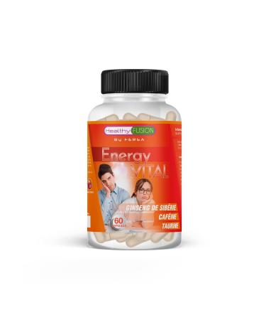 Healthy Fusion Energy Vital | Effective Energizing and Anti-Fatigue Formula | Eleutherococcus + Taurine + Caffeine | 100% Natural Stimulating | Improves and Stimulates Muscle Performance | 60 Cape