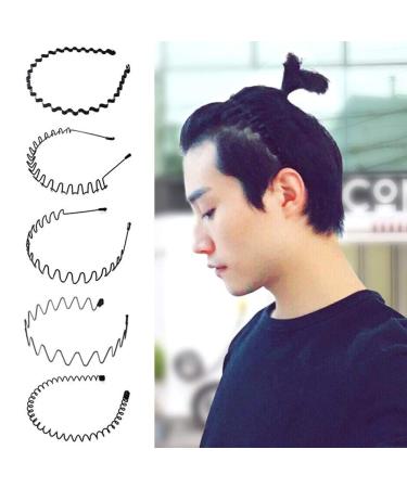 5-Piece Wave Style Metal Hair Bands for Men & Women - Flexible Slipproof Black Headbands - Buy Online on GoSupps.com