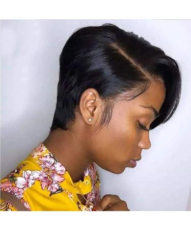 Pixie Cut Wigs for Black Women Human Hair Short Pixie Cut Lace Front Wigs Human Hair 13x4x1 T Part Short Pixie Cut Bob Lace Front Wigs for Black Women 180% Density Glueless Bob Wigs Human Hair Pre Plucked with Baby Hair ...