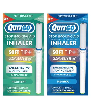 Stop Smoking Remedy, Smoke-Free Oxygen Inhaler, Chewable Mouth Grip to Help Curb Cravings, Quit Smoking Support, Satisfying Fidget Relief, Nicotine Free (Fresh Mint, Menthol, Variation Pack)
