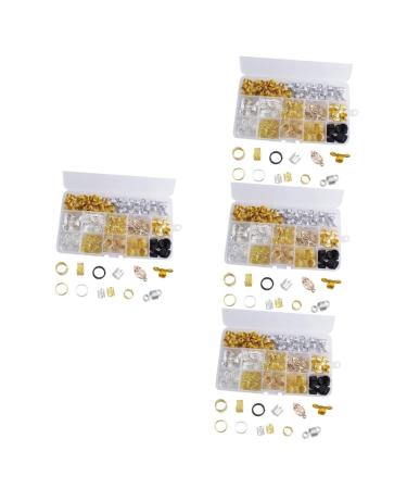 FOMIYES 4 Boxes Wig Dreadlock Pendant Hair Braiding Jewelry Hair Braids Rings Diy Hair Cuffs Beads for Hair Dreadlock Cuffs Hair Rings Dreadlocks Wire Tibetan Silver Accessories Alloy
