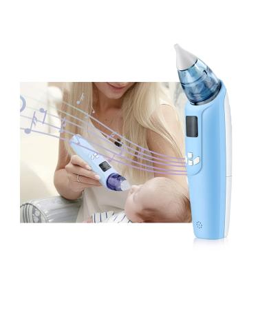 Electric Nasal Aspirator for Baby, Safe and Hygienic, Booger Mucus Remover Whit Music, Battery Operated Booger Cleaner for Kids (Blue) Sky Blue