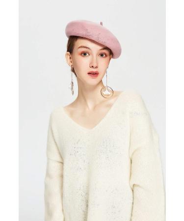 Gllutt Women Wool Beret Hat - French Style Pink Beret for Chic, Classic Look - Buy Online on GoSupps.com