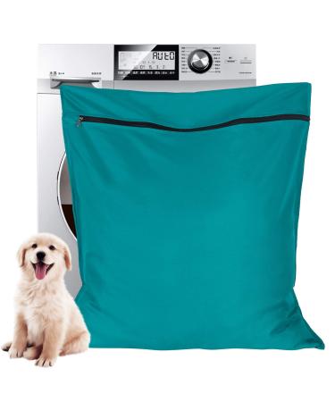 AUXSOUL 1 Pack Pet Laundry Bag, Stops Pet Hair Blocking The Washing Machine, Big Size Wash Bag Ideal for Dog Cat Horse, Hair Remover Safely, 25.8 27.8 (65 X 70cm) Lake Blue