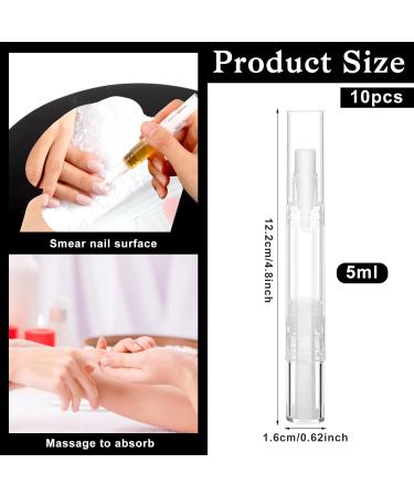 10 Pack 5ml Transparent Rotating Nail Oil Pens - Brush Tip Applicator for Skin Eyelash Growth & Liquid Lip Gloss - Buy Online on GoSupps.com