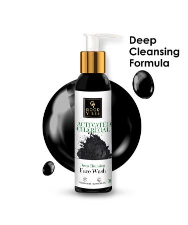 Good Vibes Activated Charcoal Face Wash | Deep Cleansing Formula for All Skin Types | Acne Control & Sebum Reduction | Paraben & Mineral Oil Free | 120 ml - Buy Online on GoSupps.com