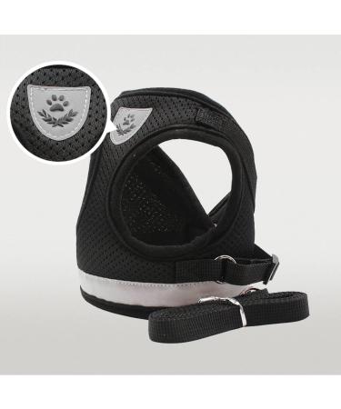 Meioro Adjustable Dog Harness with Leash - Soft Padded Vests for Small & Medium Puppies/Cats Reflective Black M (Breast: 35-40cm) - Buy Online on GoSupps.com