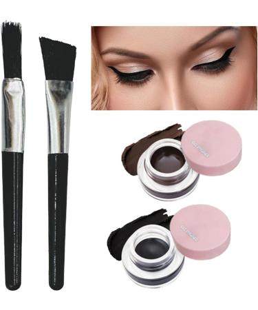 Gel Liner Eyeliner 2 in 1 Waterproof Smudge Proof Black and Brown Gel Eyeliner Set | Eyeliner for Women Girls Last for All Day Long Thaely - Buy Online on GoSupps.com
