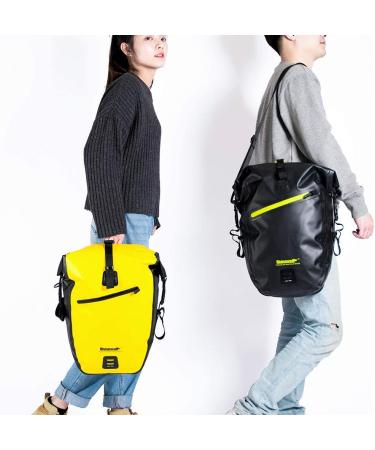 Rhinowalk Waterproof Bike Pannier Bag 27L - Yellow | Bike Cargo Rack Shoulder Bag for Professional Cycling - Buy Online on GoSupps.com