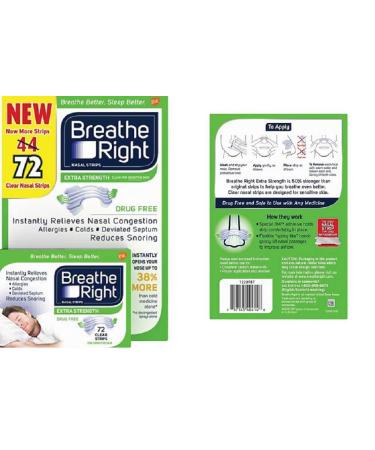 Breathe Right Extra Strength Drug-Free Nasal Strips for Nasal Congestion Relief, 72 Count