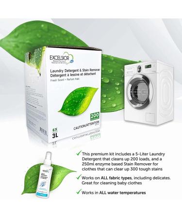 Excelsior Laundry Detergent with Stain Remover - Eco-Friendly & Biodegradable 3L - Fresh Scent for All Washers - Buy Online on GoSupps.com