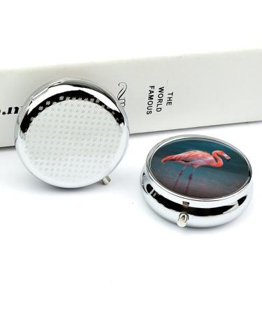 Pill Box with Flamingo Print - 3 Compartment Portable Pill Organizer for Travel Purse & Pocket - Buy Online on GoSupps.com
