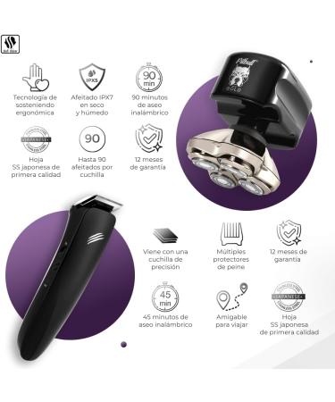Skull Shaver Pitbull Gold PRO Electric Razor & Baby Beast Trimmer - Best Bald Head Shaver & Beard Trimmer for Men | International Shipping Available - Buy Online on GoSupps.com