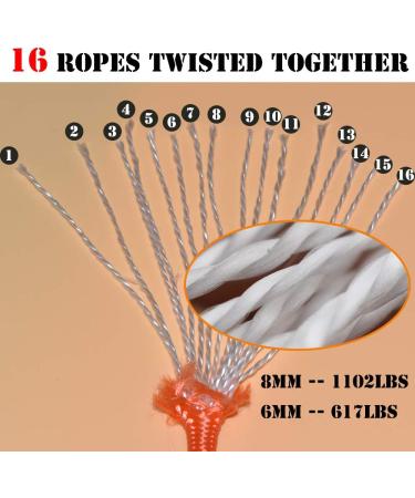 Magnet Fishing Rope with Hooks | Orange Nylon High Strength Cord | 65 Ft, 6mm Diameter - Buy Online on GoSupps.com