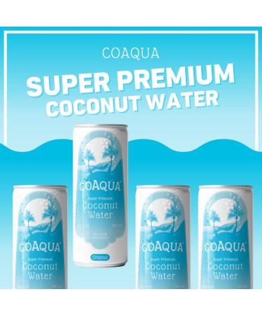CoAqua Super Premium Coconut Water | Naturally Sweet | No Fat | Low Sugar | Rich in Potassium | Not from Concentrate | 8.4 Fl Oz Aluminum Cans | 24 Count - Buy Online on GoSupps.com
