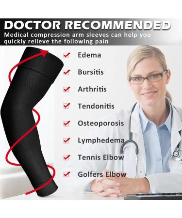 Ailaka Medical Compression Arm Sleeves - 20-30 mmHg Support for Lymphedema, Pain, Swelling - XX-Large, Black (1 Pair) - Buy Online on GoSupps.com