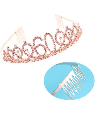 Minkissy Birthday Crown 60th Rhinestone Birthday Tiara with Comb Crystal Princess Tiara Headband for Birthday Party(Rose Gold) - Buy Online on GoSupps.com