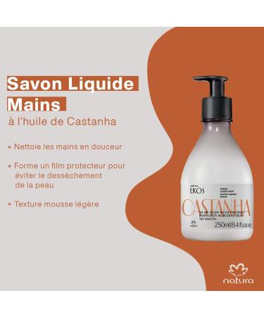 NATURA - Ekos Castanha Liquid Hand Soap - Gently Cleans and Forms a Protective Film - For Dry Damaged Cracked Hands - 100% Vegan - Cruelty Free - 250ml - Buy Online on GoSupps.com