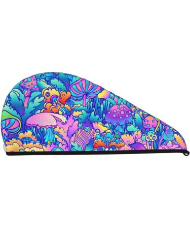 Colorful Mushrooms Microfiber Hair Towel - Super Absorbent Coral Velvet Wrap for Long Curly & Thick Hair - Quick Dry Hair Cap for Women - Buy Online on GoSupps.com