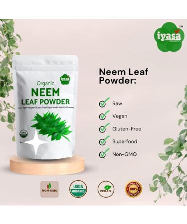 Iyasa Holistics USDA Organic Neem Leaf Super Greens Powder - 8 oz/ 226g - Purify Blood & Liver, Support Healthy Hair & Skin - Resealable Bag - Pack of 1 - Buy Online on GoSupps.com